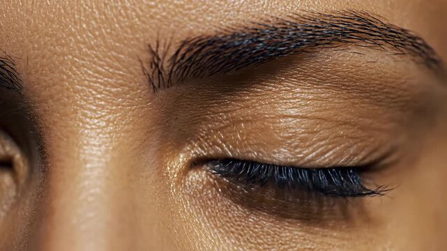 Close up of a human eye with detailed iris and eyelashes