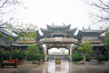 Fototapeta premium Zhu Xian Town Qifeng Ancient Garden National Cultural and Ecological Tourism Area. This tourist area integrates ecological sightseeing tourism, vacation and experience of traditional Chinese culture.
