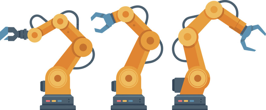 Industrial robotic arms vector illustration representing factory automation manufacturing technology mechanical manipulators assembly line production efficiency innovation concept design industry