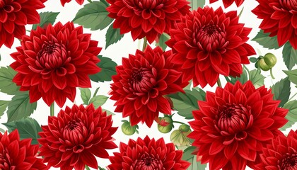 Vibrant Red Dahlias in a Lush Floral Arrangement.
