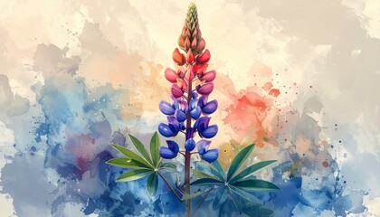 Watercolor Lupin Flower Painting - A Vibrant Floral Art Piece.