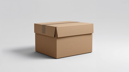 Brown cardboard box on white background for shipping and storage needs