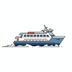 Obraz premium Vector Illustration of a Ferry Boat at Sea