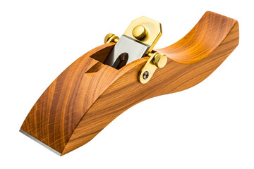 Wooden hand plane tool for woodworking and carpentry isolated with transparent background