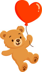 Fototapeta premium teddy bear with balloon love character love heart illustration design