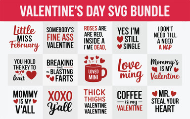Valentine's day celebration message bundle with various quotes for greeting cards stickers and romantic apparel printing