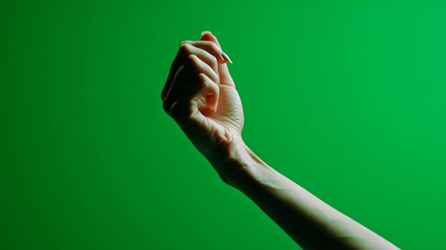 Mysterious hand gestures against green screen, revealing a hidden message or ritualistic symbolism
