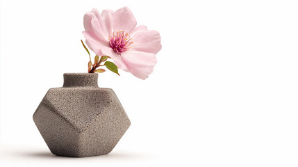 Flower in a simple vase on a white background with soft lighting