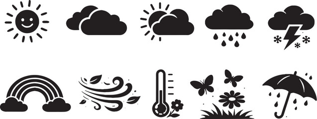 Spring Insect Symbol Silhouette Icons eps