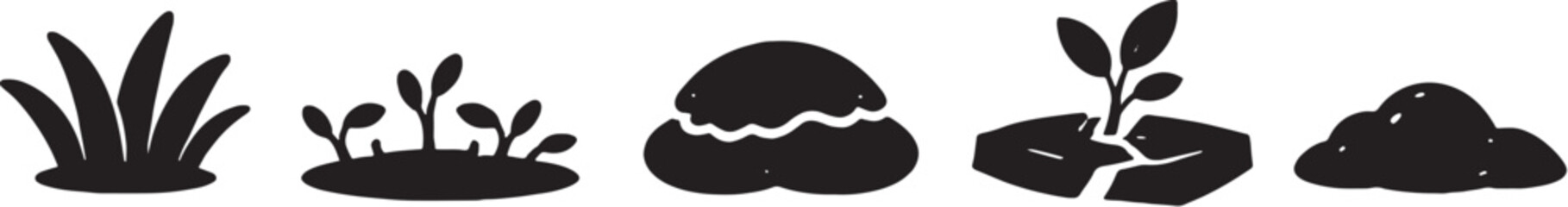 Spring Ground Growth Silhouette Icons eps