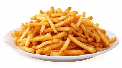 Hot fries served on a white plate ready for eating at a meal