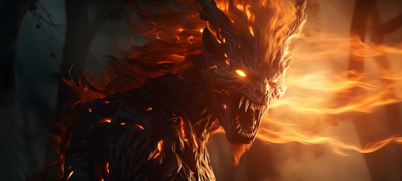 realistic photo of a glossy fenrir ifrit dryad,generative AI