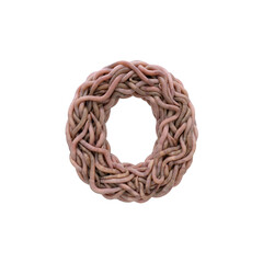 Naklejka premium earthworm letter O - Lowercase 3d earthworm font isolated on white background. This alphabet is perfect for creative illustrations related to gardening, compost, horror concept. Generative AI