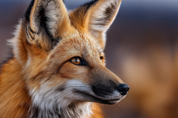 Obraz premium Maned wolf side profile portrait at sunset.