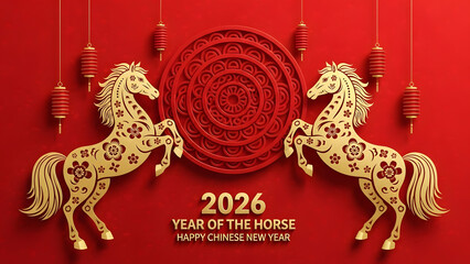 Golden Horses Celebrating Chinese New Year.