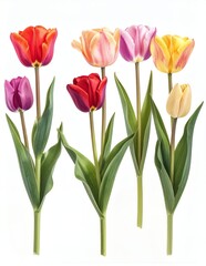 Fototapeta premium Vibrant Tulips - A Colorful Bouquet of Springtime Blooms.