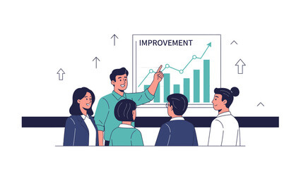 Business Team Discussing Growth Chart and Improvement Strategy