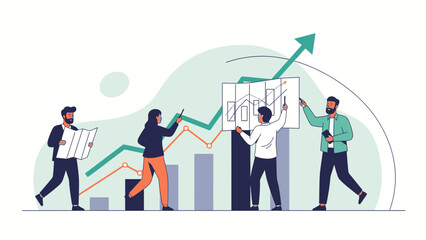 Teamwork for Business Growth: People Analyzing Financial Charts and Graphs