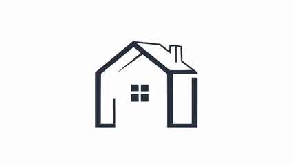 Obraz premium Minimalist outline of a house with a chimney and windows.