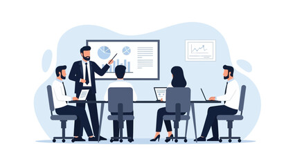 Obraz premium Business Meeting: Presentation of Charts and Graphs