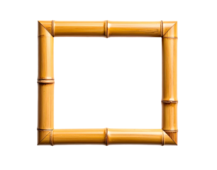 Natural square frame made of authentic yellow bamboo sticks. Clean bamboo border with visible nodes and a smooth finish.