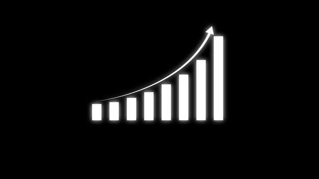 Business growth concept in graph chart animation.  Infographics Business graph with rising arrow icon. Arrow up graph icon animation. Upward trend business growth animation.