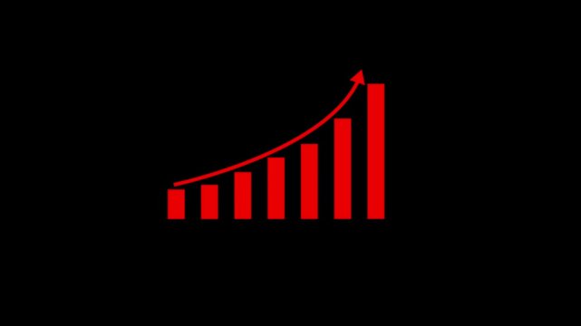 Business growth concept in graph chart animation.  Infographics Business graph with rising arrow icon. Arrow up graph icon animation. Upward trend business growth animation.