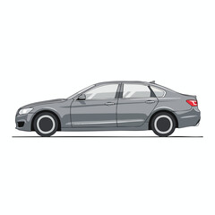Fototapeta premium Gray Sedan Car Illustration