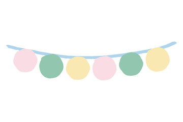ふんわり春色 卒園・入園ガーランド＆リースシリーズ｜丸ガーランド素材
Soft Spring Pastel Graduation & Entrance Garland Series &ndash; Circle Garland Illustration