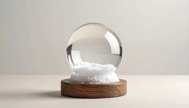 Empty Snow Globe on Wooden Base - Awaiting Winters Touch.