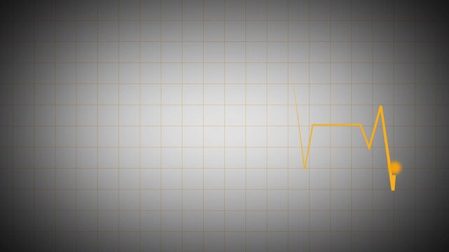 Yellow medical signal line with glowing endpoint over a grid background, ideal for healthcare visuals, scientific monitoring systems, diagnostic graphics, and modern medical technology presentations.