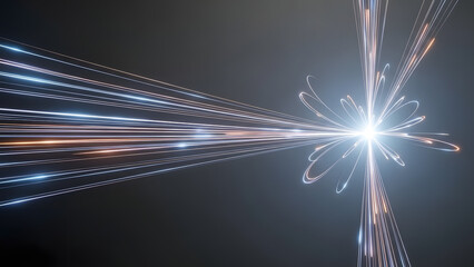 Abstract focused light trails converging into a bright point symbolizing precision, innovation, speed, and technological focus