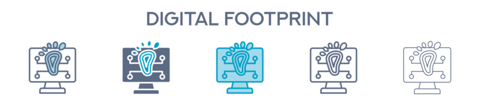 Digital Footprint Element For Design Graphic - Multi Styles. Vector Illustration Of Two Colored And Black. Multiple Icons Designs Can Be Used For Mobile, Ui, Web 