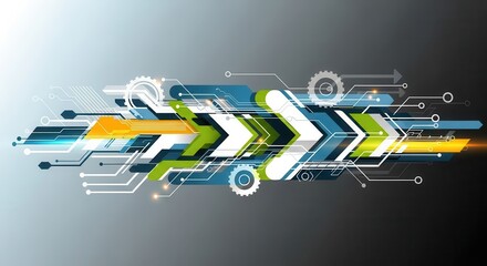 Dynamic abstract graphic design represents digital flow and technological progress