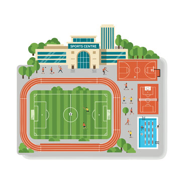 Vibrant Sports Complex with Stadium and Facilities