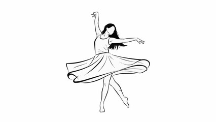 Elegant ballerina performing a graceful pirouette in a flowing dress.