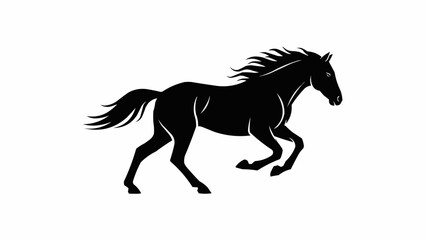 Obraz premium Silhouette of a black horse running with mane flowing.