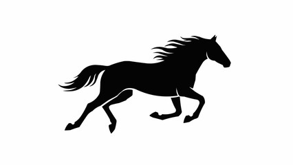 Silhouette of a galloping horse in motion.