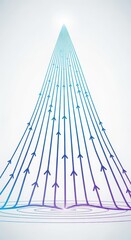 Obraz premium Multiple upward flowing lines with arrows converge toward a bright point at the top