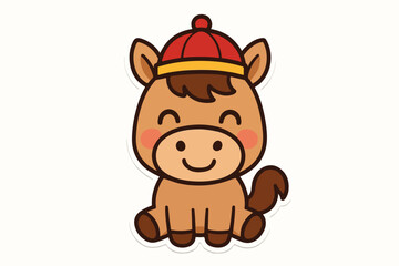Naklejka premium cute horse icon vector Chinese New Year 2026 6