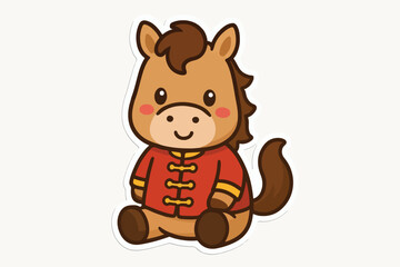 Naklejka premium cute horse icon vector Chinese New Year 2026 5