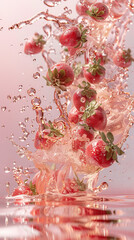 Strawberry and ice cubes