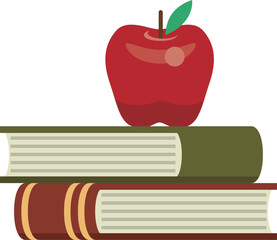 リンゴと本のイラスト