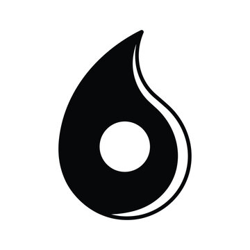 Black teardrop shape with a circular hole