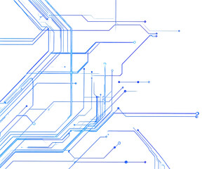 A complex network design is illustrated against a black background. The luminous blue lines create an intriguing and intricate structure