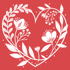 Elegant Valentine Floral Frame on Pink Background