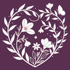 Elegant Valentine Floral Frame on Pink Background