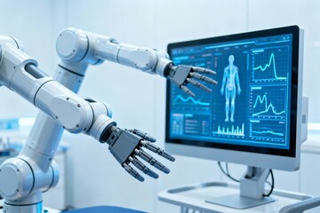 Robot arms interacting with digital human body model