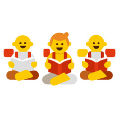 children reading book. kids studying with a book. Vector illustration