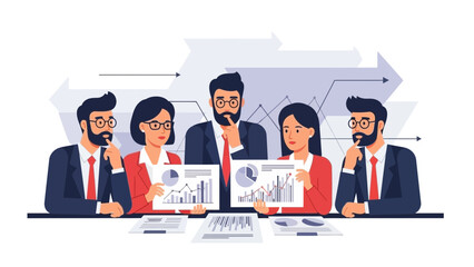 Obraz premium Business Team Analyzing Data Charts in Meeting